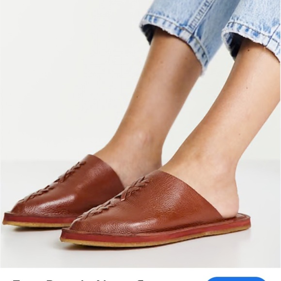 Free People Nova Flat Leather Brown Slip-On Backless Soft Mules New size 10, 41 - Picture 2 of 12
